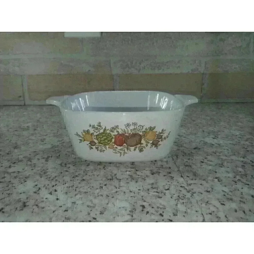 Vintage Corning Ware Dish With Fruit Design (No Lid)